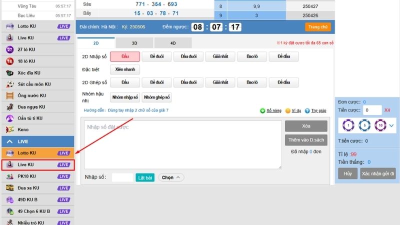 Hướng Dẫn Vào Cược Live KU Chuẩn Từng Thao Tác Với 3 Bước 5 Click vào Live KU để tham gia chơi cược